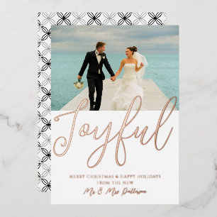 Invitation En Aluminium Joyeux Mariage Mr & Mrs First Christmas Photo