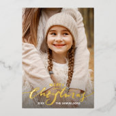 Invitation En Aluminium Joyeux Noël Calligraphie 2 Photos Or (Recto)