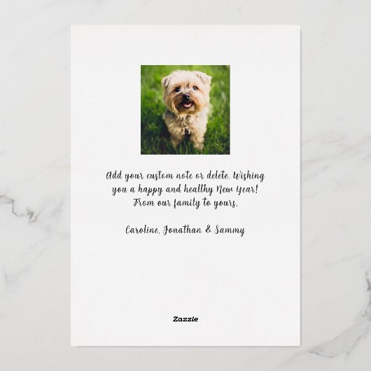 Invitation En Aluminium Joyeux Noël Calligraphie 2 Photos Or (Verso)