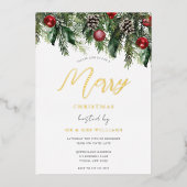 Invitation En Aluminium Joyeux Noël de fête d'or (Recto)