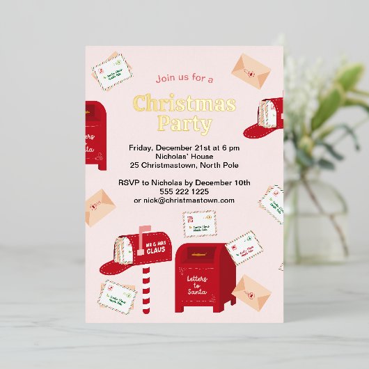 Invitation En Aluminium Joyeux Noël du pôle Nord (Debout devant)