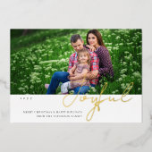 Invitation En Aluminium Joyeux Noël Famille Photo Script moderne (Recto)