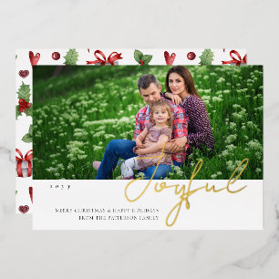 Invitation En Aluminium Joyeux Noël Famille Photo Script moderne