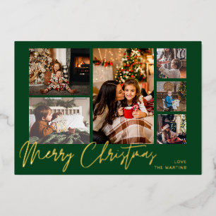 Invitation En Aluminium Joyeux Noël feuille d'or multi photo - Vert