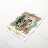 Invitation En Aluminium Joyeux Noël Garland Frame Bow Photo Or (Rotation)