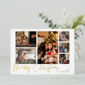 Invitation En Aluminium Joyeux Noël Gold Foil Multi Photo - Blanc (Debout devant)