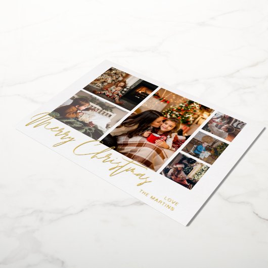 Invitation En Aluminium Joyeux Noël Gold Foil Multi Photo - Blanc (Rotation)