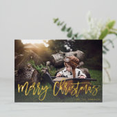 Invitation En Aluminium Joyeux Noël Gold Parties scintillant Script Photo  (Debout devant)