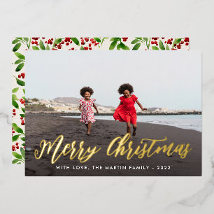Invitation En Aluminium Joyeux Noël Impression Botanique Ivory Une Photo