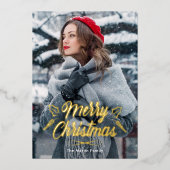 Invitation En Aluminium Joyeux Noël une photo vacances (Recto)