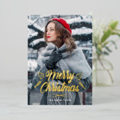 Invitation En Aluminium Joyeux Noël une photo vacances (Debout devant)