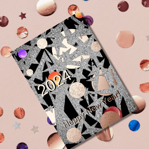 Invitation En Aluminium Joyeux Nouvel An 2025 - étoiles et ornements dévoi