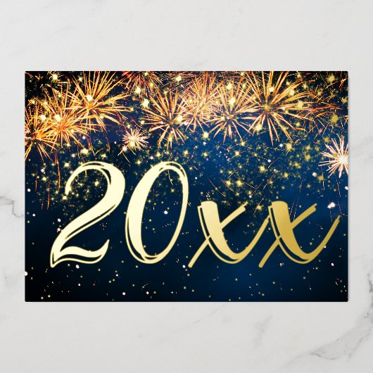 Invitation En Aluminium Joyeux Nouvel An 2026 Feu d'artifice Noël (Recto)