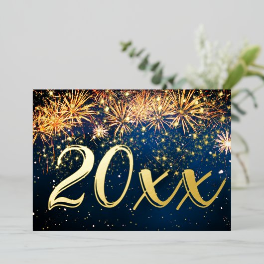 Invitation En Aluminium Joyeux Nouvel An 2026 Feu d'artifice Noël (Debout devant)