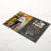 Invitation En Aluminium Jungle Chalkboard Deux Wild Photo Véritable Or (Rotation)