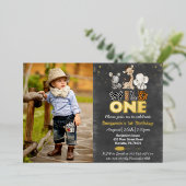 Invitation En Aluminium Jungle Chalkboard Wild Une photo Real Gold Foil in (Debout devant)