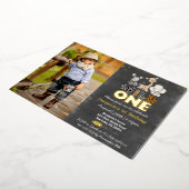 Invitation En Aluminium Jungle Chalkboard Wild Une photo Real Gold Foil in (Rotation)
