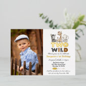 Invitation En Aluminium Jungle Deux Sauvages Photo Véritable Or (Debout devant)