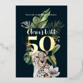 Invitation En Aluminium Jungle Leopard 50e fête d'anniversaire (Recto)