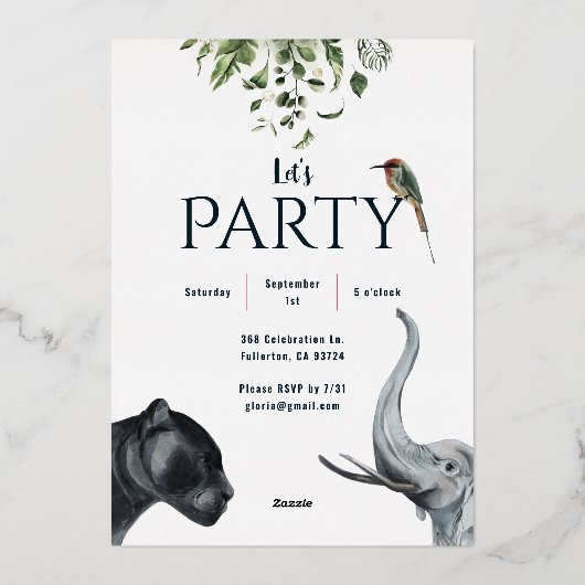 Invitation En Aluminium Jungle Leopard 50e fête d'anniversaire (Verso)