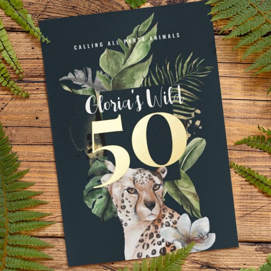 Invitation En Aluminium Jungle Leopard 50e fête d'anniversaire