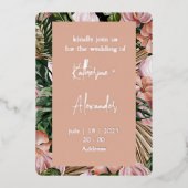 Invitation En Aluminium Jungle palmier feuille fleurs de la forêt tropical (Recto)