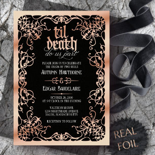 Invitation En Aluminium Jusqu'à ce que la mort nous sépare Mariage gothiqu