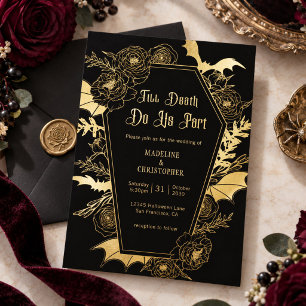 Invitation En Aluminium Jusqu'à ce que la mort nous sépare Mariage gothiqu