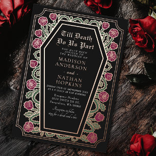 Invitation En Aluminium Jusqu'à ce que la mort nous sépare Rose noire Mari