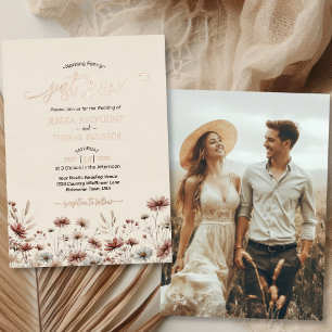 Invitation En Aluminium Juste Amour Rustique Bohème Fleurs Sauvages Élégan