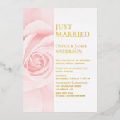 Invitation En Aluminium Juste Mariés Texte Or Rose Rose Réception de Maria (Recto)