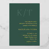 Invitation En Aluminium Kaitlin Hunter Green Bold Monogram Mariage élégant (Recto)
