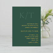 Invitation En Aluminium Kaitlin Hunter Green Bold Monogram Mariage élégant (Debout devant)