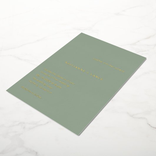 Invitation En Aluminium Kellianne Sage Green Mariage moderne (Rotation)
