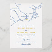Invitation En Aluminium Kennebunkport Maine Mariage Elegant Marine et or (Recto)