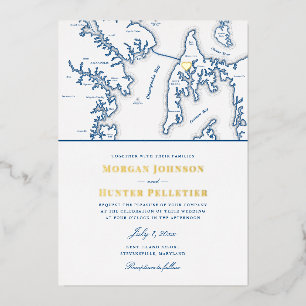 Invitation En Aluminium Kent Island Maryland Destination Navy et Or