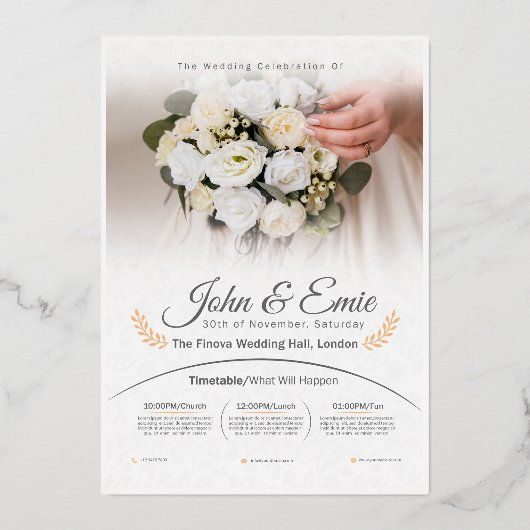 INVITATION EN ALUMINIUM LA CÉLÉBRATION DE MARIAGE (Recto)