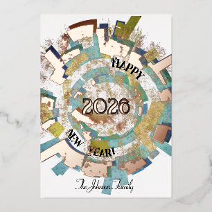 Invitation En Aluminium La terre en 2026 abstrait bonne année personnalisé