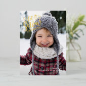 Invitation En Aluminium Laisser neiger rouge une photo Noël (Debout devant)