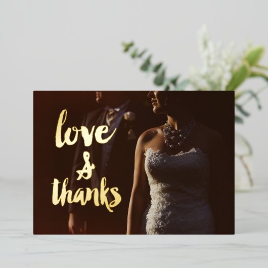 Invitation En Aluminium L'amour et merci Photo Merci Mariage (Debout devant)