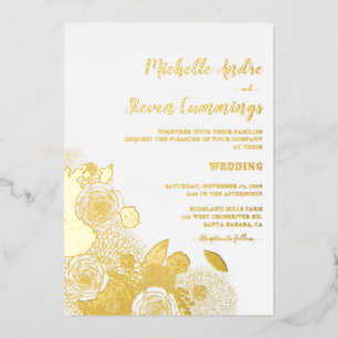 Invitation En Aluminium L'amour fleurit • Mariage floral élégant réel