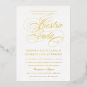 Invitation En Aluminium Langue espagnole Nuestra Boda Gold (Recto)