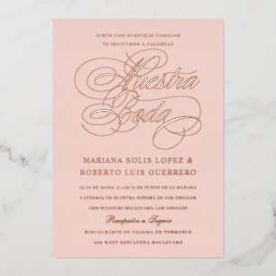 Invitation En Aluminium Langue espagnole Nuestra Boda Rose Gold