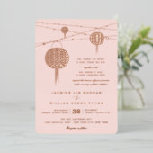 Invitation En Aluminium Lanternes simple double bonheur Mariage chinois (Debout devant)
