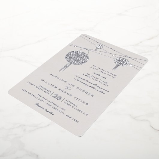 Invitation En Aluminium Lanternes simple double bonheur Mariage chinois (Rotation)