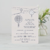Invitation En Aluminium Lanternes simple double bonheur Mariage chinois (Debout devant)