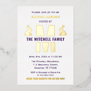 Invitation En Aluminium Lapin de Pâques Joyeux Fun Monogram Famille Nom