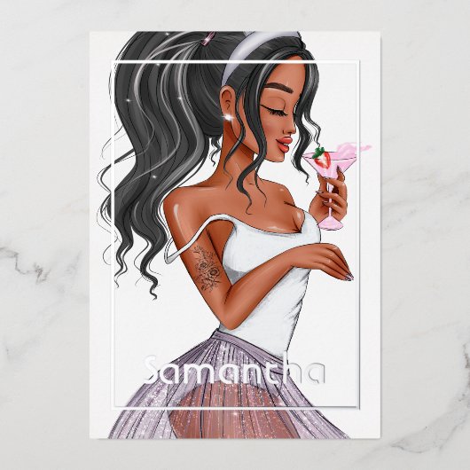 Invitation En Aluminium Lapin Whimsical Anniversaire de Pâques Cocktail Gi (Recto)