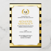 Invitation En Aluminium Laurel Monogrammed Black and FOIL Graduation Foil (Recto)