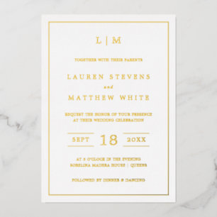 Invitation En Aluminium Lauren Monogram Mariage élégant